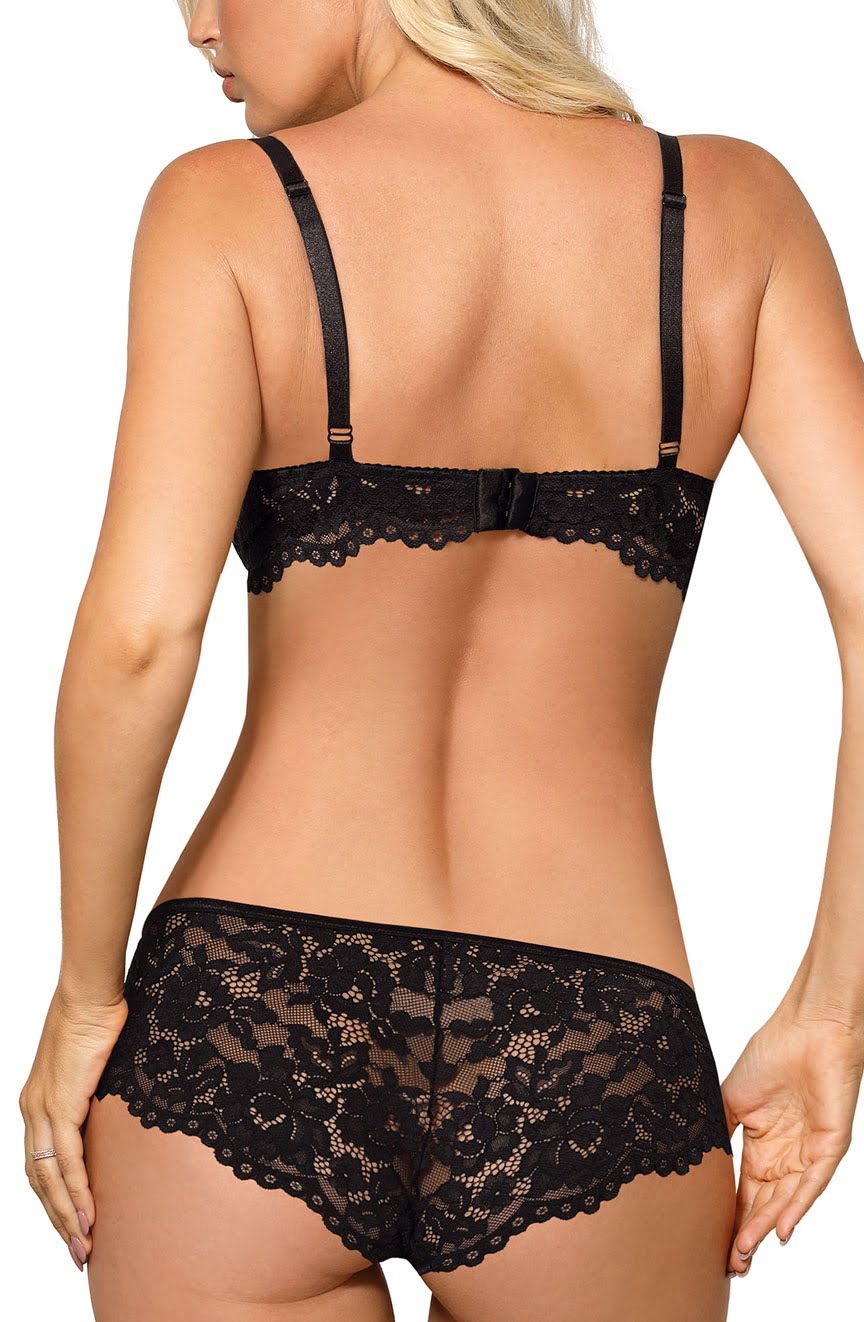 Linsori Noir Scalloped Push Up Bra - close-up