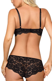 Linsori Noir Scalloped Push Up Bra - close-up