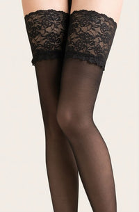 Linsori Noir Exclusive Sheer Hold-Ups with Lace Band - side view
