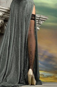 Linsori Midnight Embroidered Hold Ups - side view