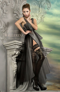 Linsori Noir Embroidered Hold-Ups with Golden Detail - back view