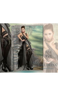Linsori Noir Embroidered Hold-Ups with Golden Detail - detail view