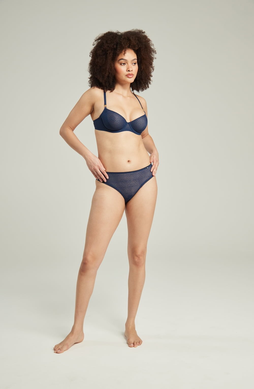 Linsori Art Deco Indigo Balcony Bra - back view