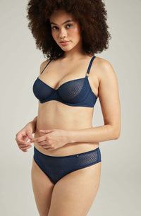 Linsori Art Deco Indigo Balcony Bra - side view