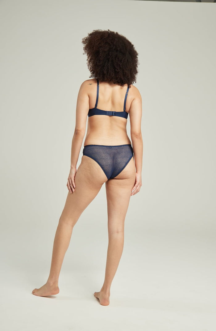 Linsori Navy Deco High Leg Delicate Brief - back view