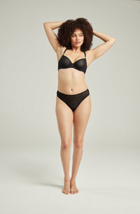 Linsori Noir Deco High Leg Delicate Brief - side view