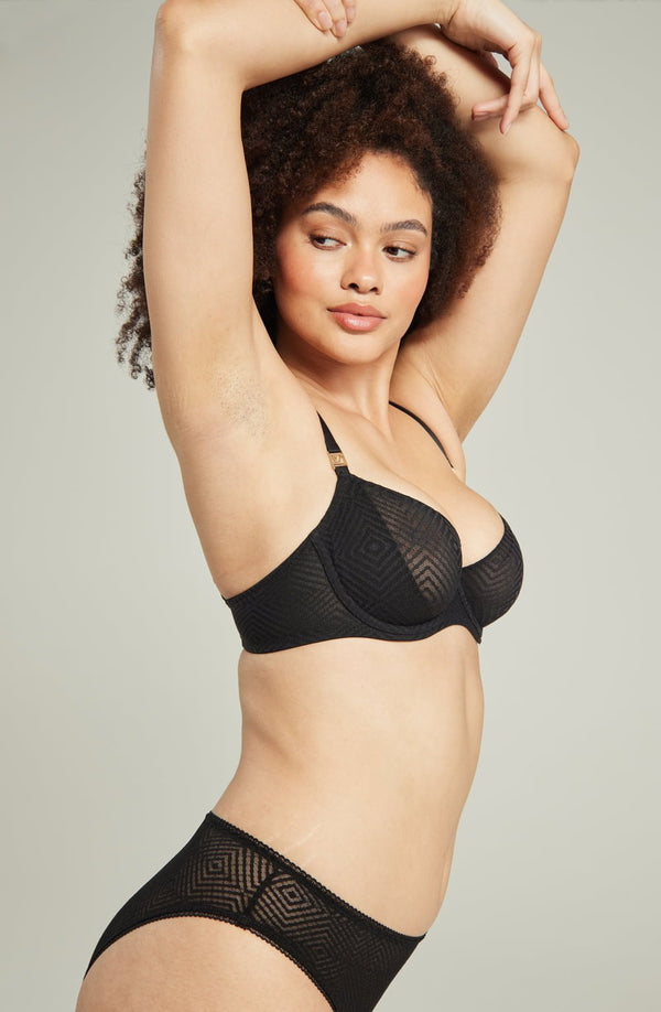 Linsori Deco Noir Lift Balcony Bra - back view