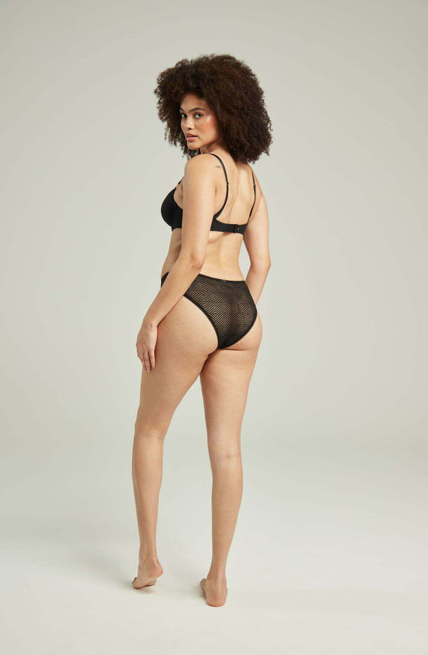 Linsori Noir Deco High Leg Delicate Brief - back view
