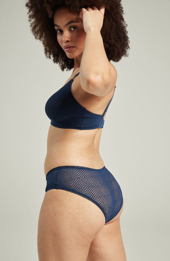 Linsori Navy Deco Sheer Hipster - back view
