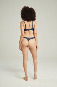 Linsori Noir Deco Sheer Delicate Thong - side view