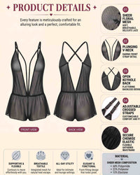 linsori - Midnight Sheer Ruffle Teddy -product detail