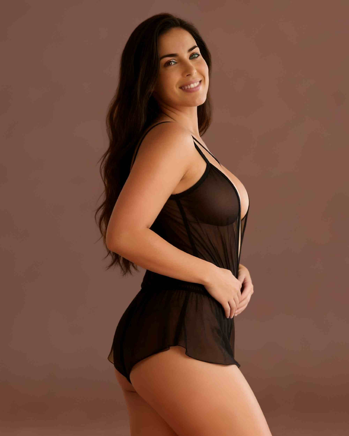 linsori - Midnight Sheer Ruffle Teddy - right view