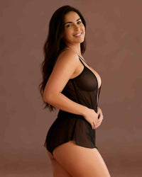linsori - Midnight Sheer Ruffle Teddy - right view