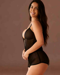 linsori - Midnight Sheer Ruffle Teddy - left view