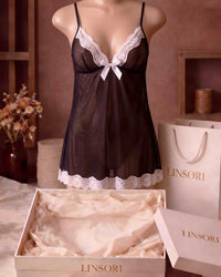 Linsori Venus Midnight Chiffon Chemise Plus Size - Mannequin View