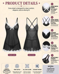 Linsori Venus Midnight Chiffon Chemise Plus Size -  Product detail view