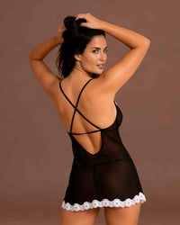 Linsori Venus Midnight Chiffon Chemise Plus Size -  back view