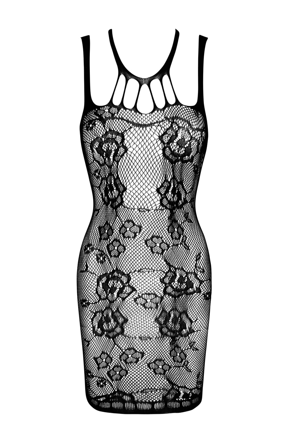 Linsori Noir Fishnet Statement Dress - side view