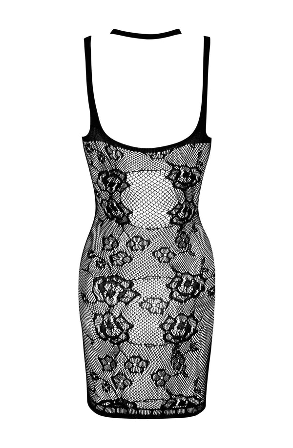 Linsori Noir Fishnet Statement Dress - back view
