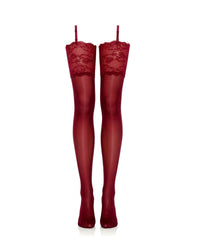 Linsori Cherry Romance Lace Top Stockings Plus Size - White background view