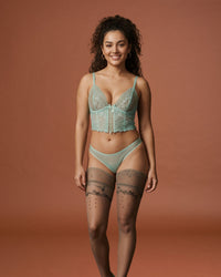 Linsori Shadow Grey Shimmer Hold Ups Plus Size - Front view 