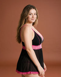 Linsori Midnight Lace Split Cup Babydoll -  Right view