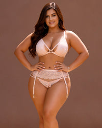Linsori Noemi Nude Lace Three-Piece Set Plus Size - Front view 