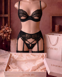 linsori - Midnight Lace Three-Piece Set Beauty - product view