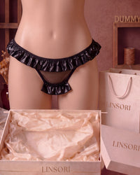 Linsori Noir Wet Look Tulle Hipster Plus Size - Mannequin View