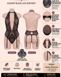 linsori - Midnight Lace V-Cut Teddy Plus Size - product detail