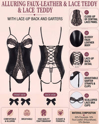 Linsori Midnight Wet Look Corset Set Plus Size -  Product detail view