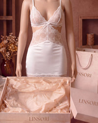 Linsori Adelaide Satin Lace Chemise Plus Size - Mannequin View