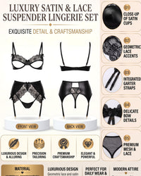 Linsori Noir Lacquer Three-Piece Set Plus Size -  Product detail view