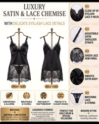 Linsori Metallic Noir Chemise Set Plus Size -  Product detail view