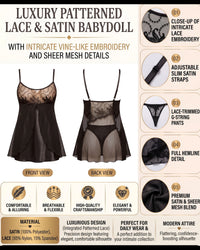 Linsori Obsidian Embroidered Chemise Set Plus Size -  Product detail view