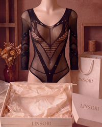 Linsori Esmeralda Noir Bodystocking - Mannequin View