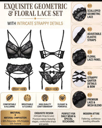 Linsori Noir Ribbon Lace Three-Piece Plus Size -  Product detail view