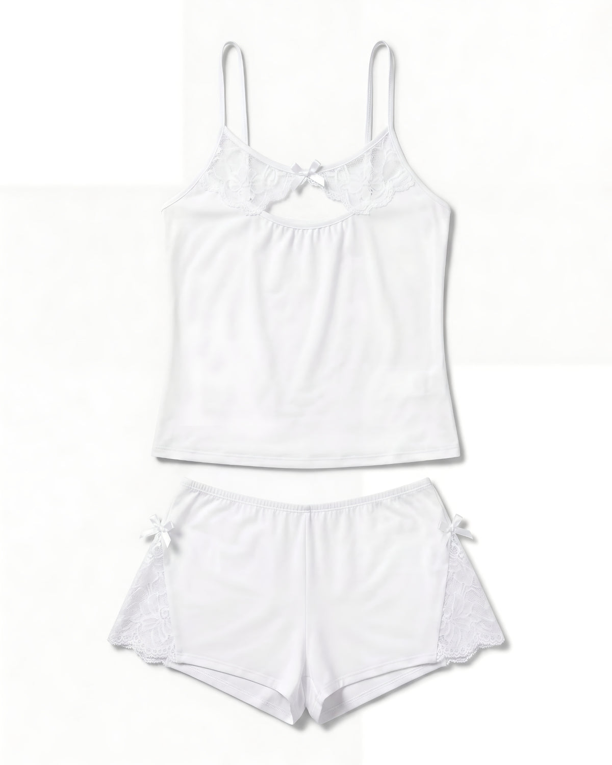 Linsori Pearl Modal Lace Sleep Set Plus Size - White background view