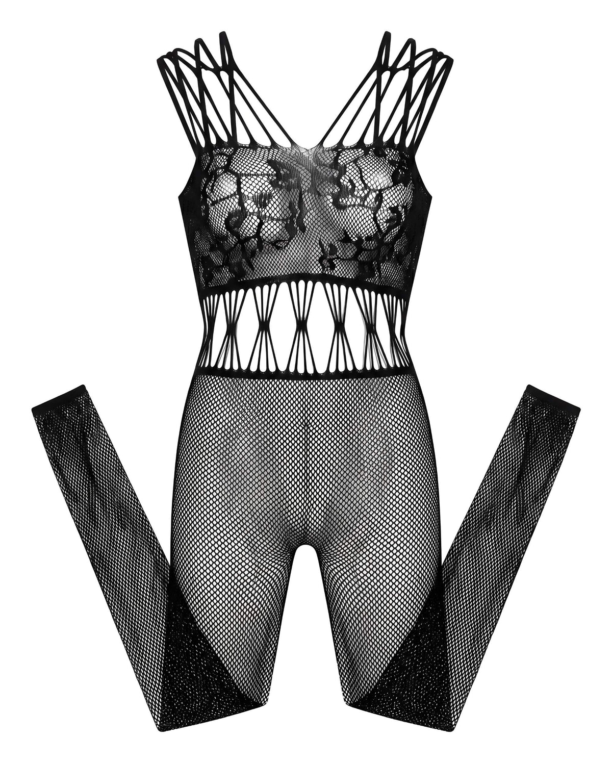 Linsori Noir Miranda Bodystocking Set - White background view