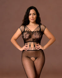 Linsori Noir Miranda Bodystocking Set - Front view 