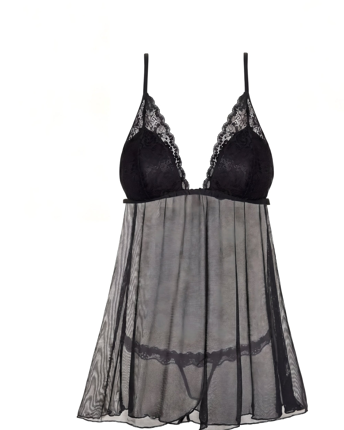 Linsori Lauren Lace Tulle Chemise Plus Size - White background view
