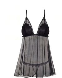 Linsori Lauren Lace Tulle Chemise Plus Size - White background view