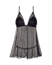 Linsori Noir Lace Contour Corset Set Plus Size - White background view 