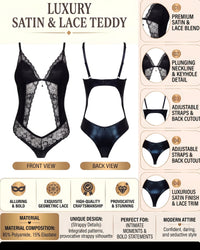 Linsori Noir Shine Floral Lace Teddy Plus Size -  Product detail view