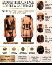 Linsori Estera Deep V Corset Delicate Set Plus Size -  Product detail view