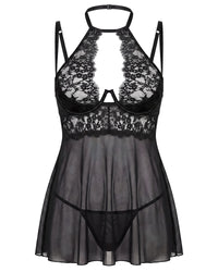 Linsori Mariana Tulle Chemise Set Plus Size - White background view