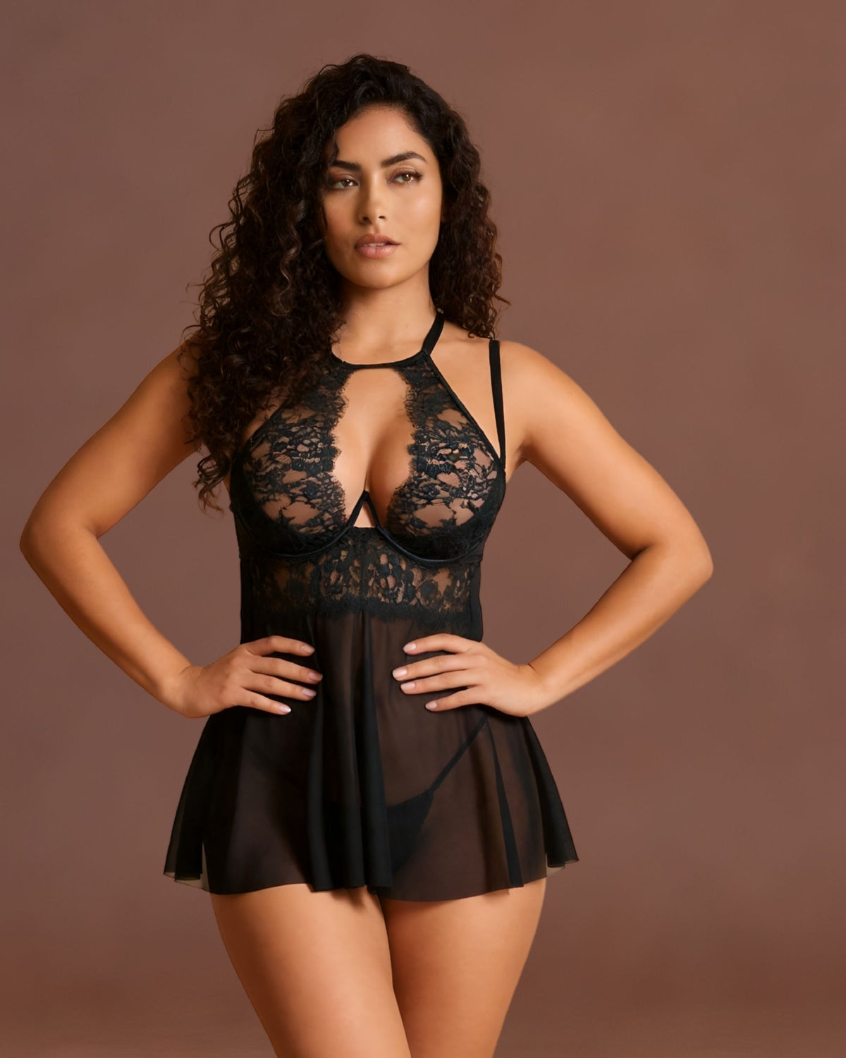 Linsori Mariana Tulle Chemise Set Plus Size - Front view 