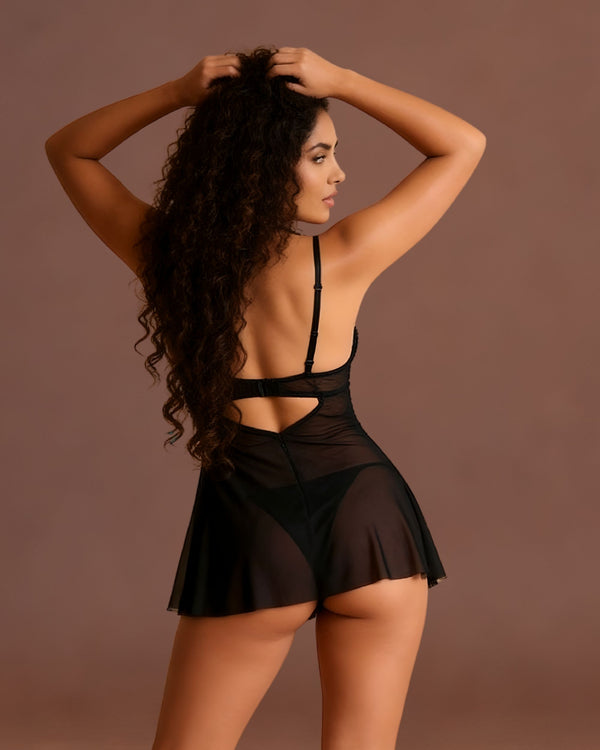 Linsori Mariana Tulle Chemise Set Plus Size -  back view