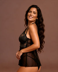 Linsori Silver Moonlight Lace Chemise Plus Size -  Left view