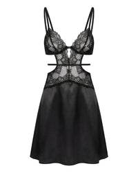 Linsori Noir Lace Chemise Floral Lace Set Plus Size - White background view